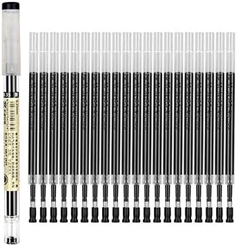 Gel Ink Pen Refills Rods 0.35mm Ultra Fine Black Quick-Drying Gelpen Ballpoint for Finance Marker Pens School Office Exam Supplies Student Writing Drawing Stationery1 Pc Pen+20 Pc Refill Black