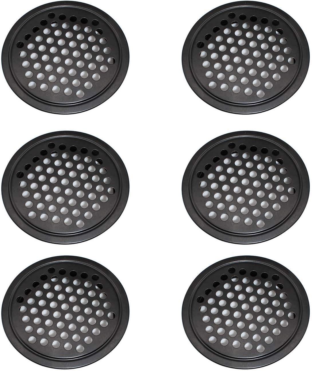 Artisan-SH 6 Pcs Round Ventilation Grilles Vent Mesh Wardrobe Vents- 60mm Stainless Steel Air Vent Cover Cupboard Air Vent Shoe Cabinet Vents Can be Used in Kitchen Bedroom Bathroom (Black)