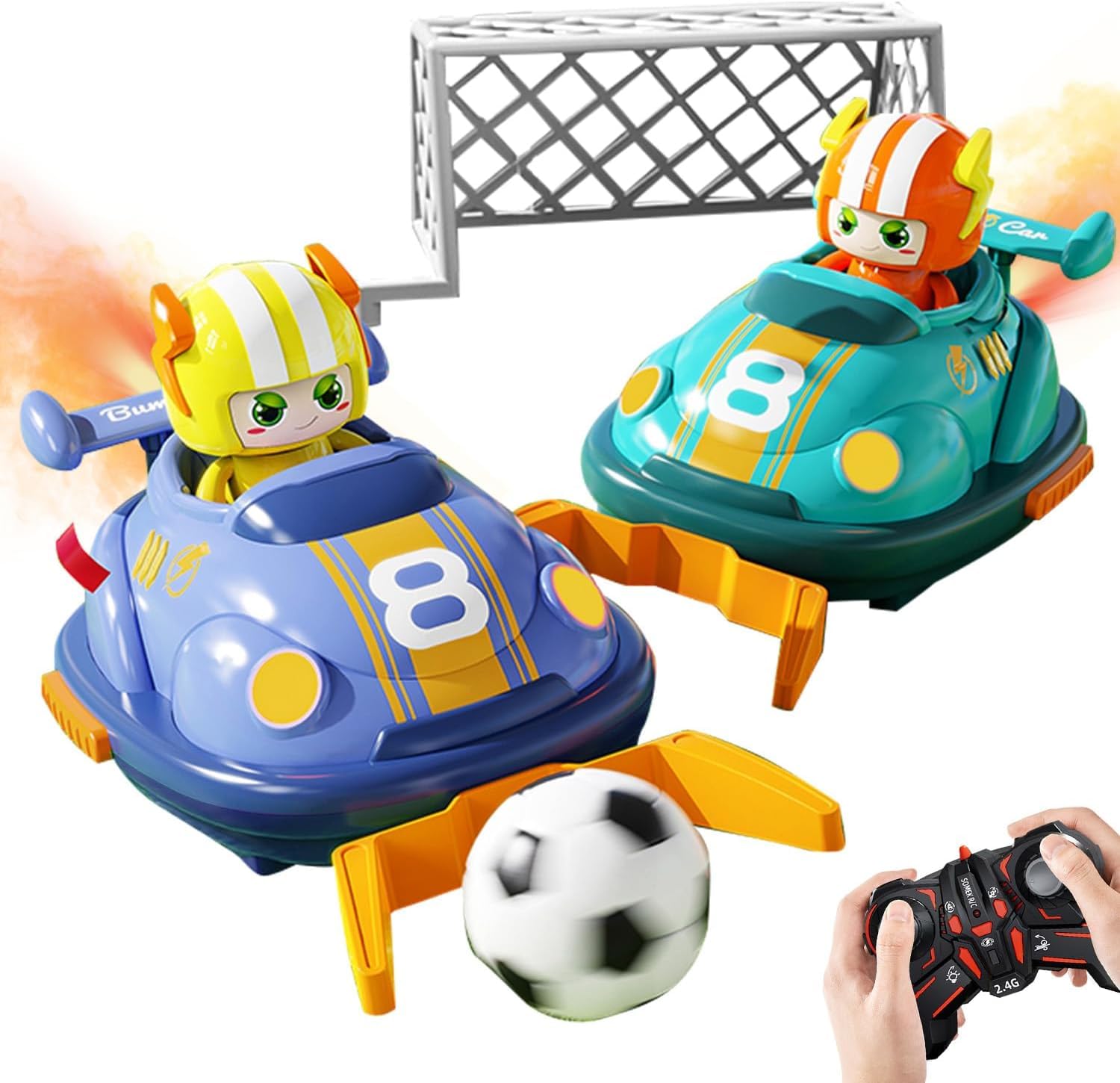 RC Soccer Car Toy for Kids | 2.4GHz Remote Control Football Battle Game with 2 Cars, Goal Nets, Football & Dual Remote Controllers | Fun Indoor Family Game-image-27