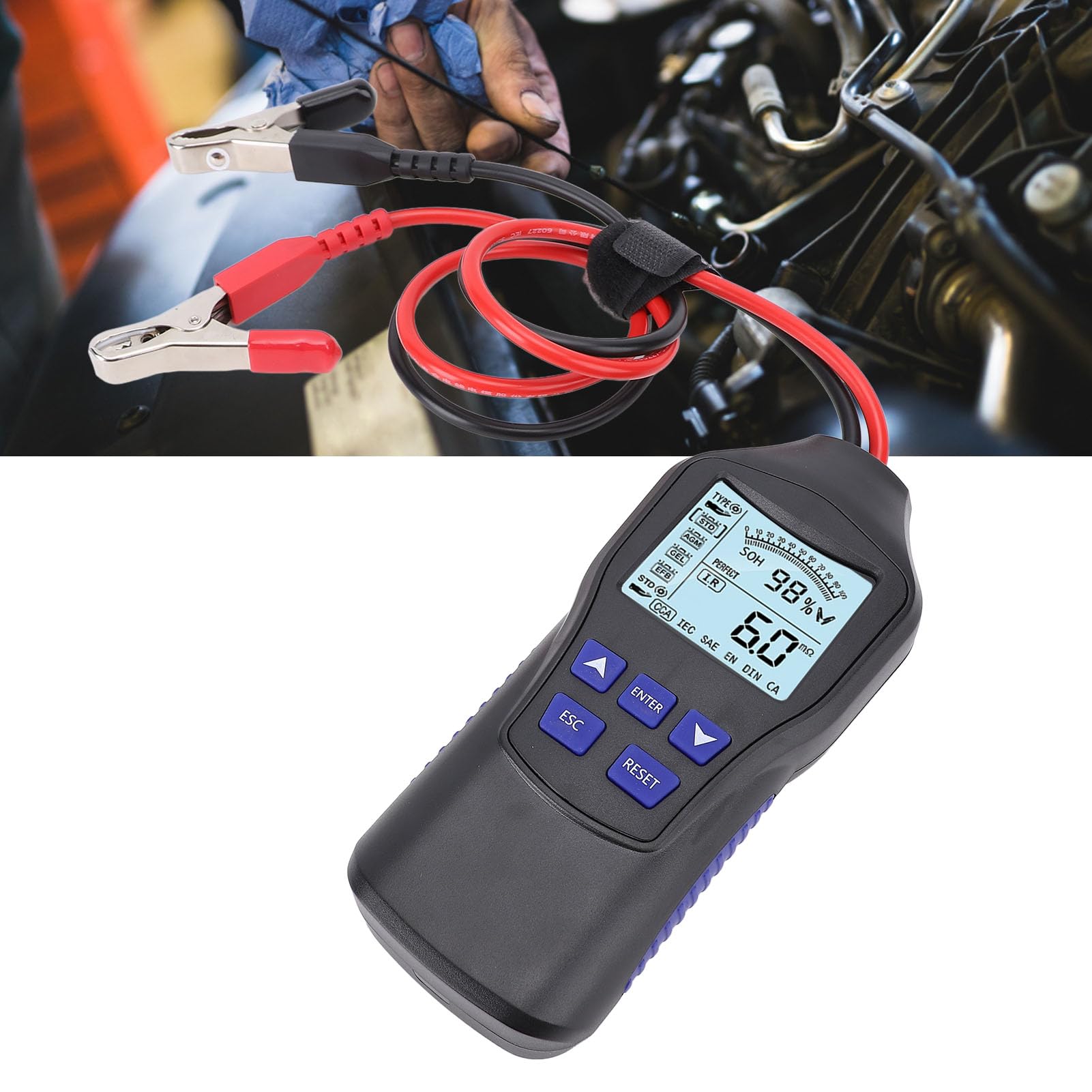 Tester Akumulatora Samochodowego Boroco 12 V 24 V LCD Wyświetlacz Wyświetlanie Prądu Wykrywanie Automotive Alternator Tester dla Motocyklowych Ciężarówek RV Marine