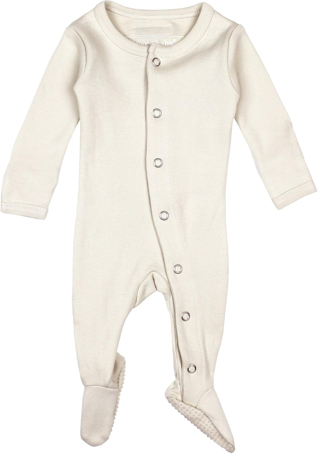 L'ovedbaby Unisex Baby Organic Cotton Snap Footie, GOTS Certified, Long Sleeve Sleep Play Footed Pajamas, Mitten Cuffs Grips
