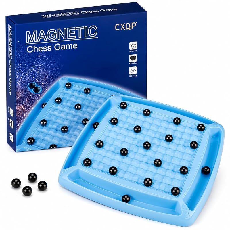 Magnet Chess Game,Board for Kids 8-12 yrs,dults and Family, Strategy Magnet Chess Board Table Games Set. (48 Chess Pieces)