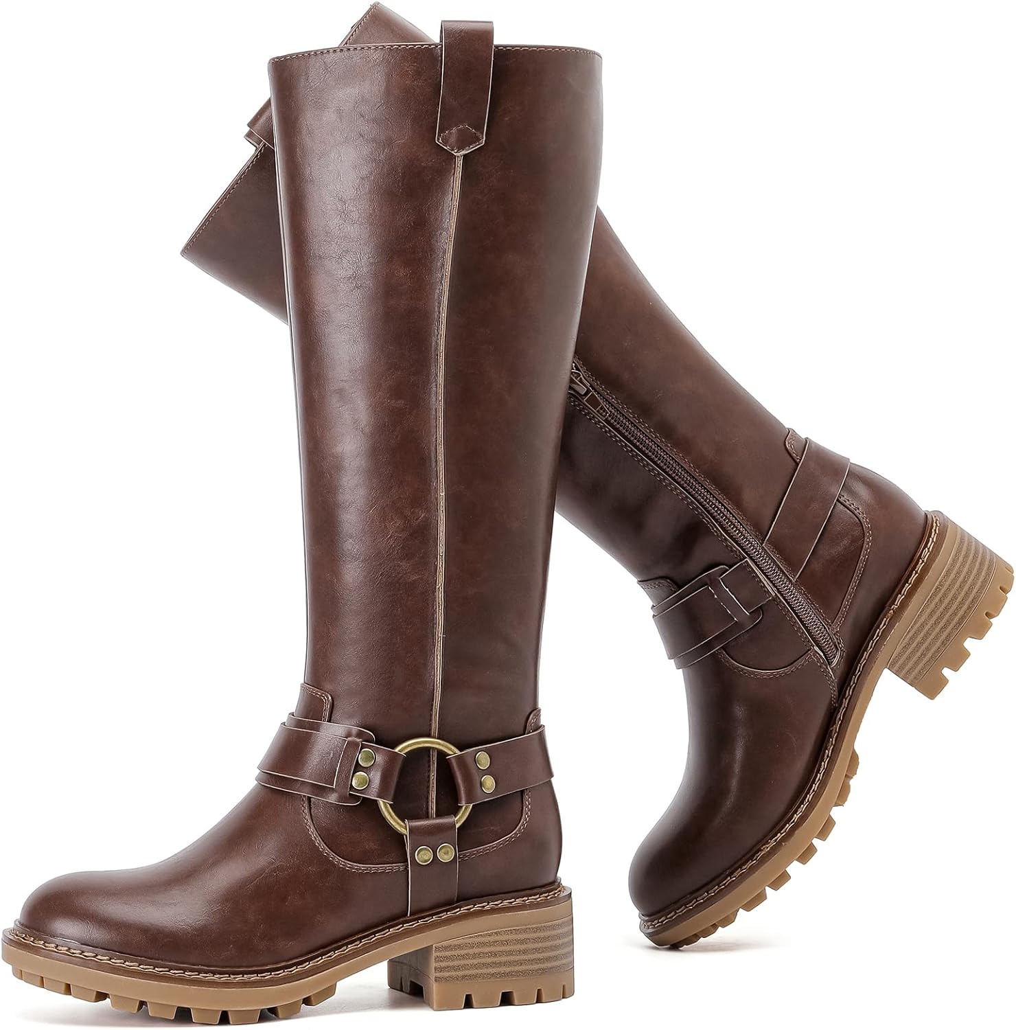 Women's Knee High Boots Stylish Comfort Round Toe Tall Riding Combat Boot Classic Fashion Fall Winter Boots for Women.