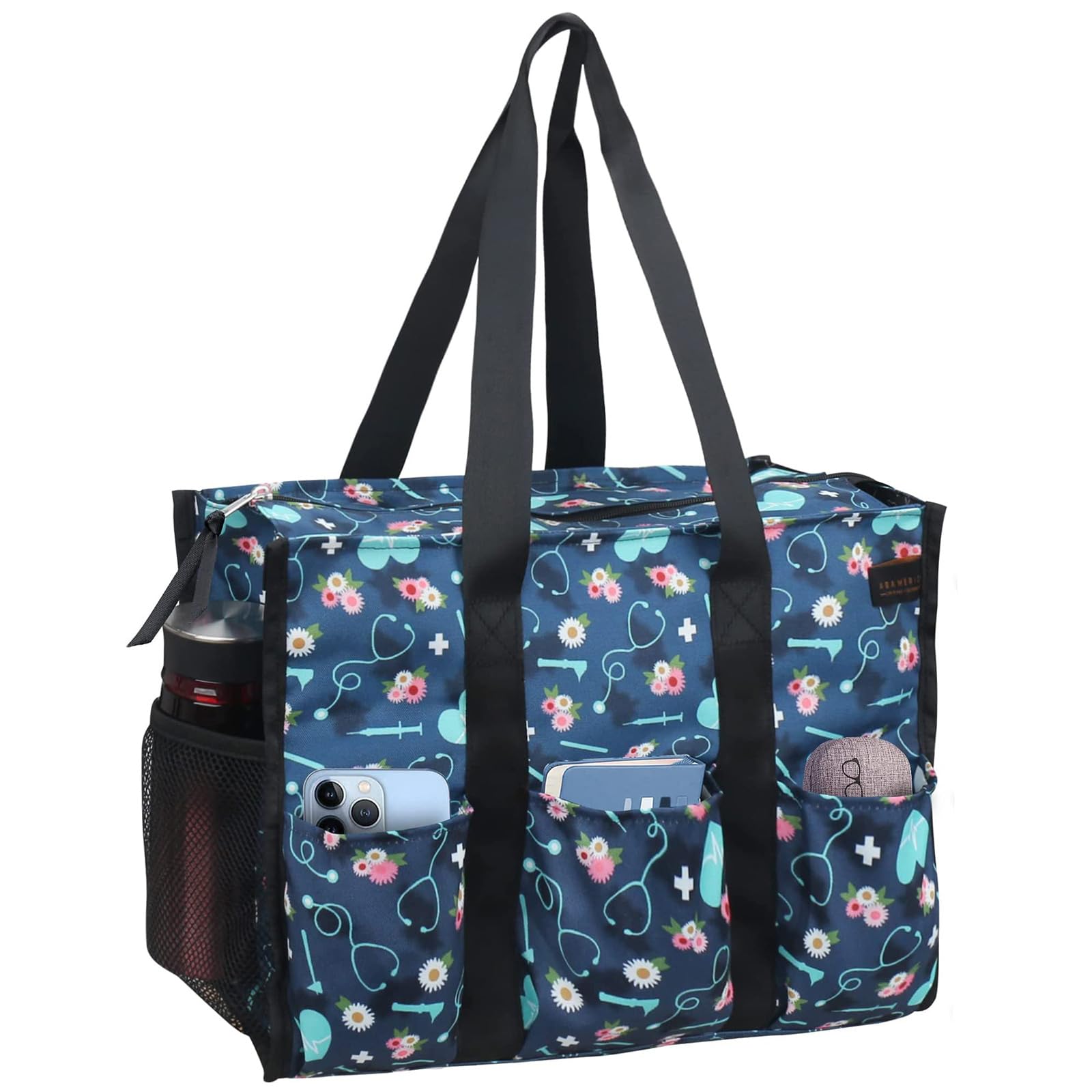 ABAMERICA Nurse Bags for Work Nursing Bag Multiple Pockets Waterproof Organizing Zip Top Clinical Bag for Nursing Students