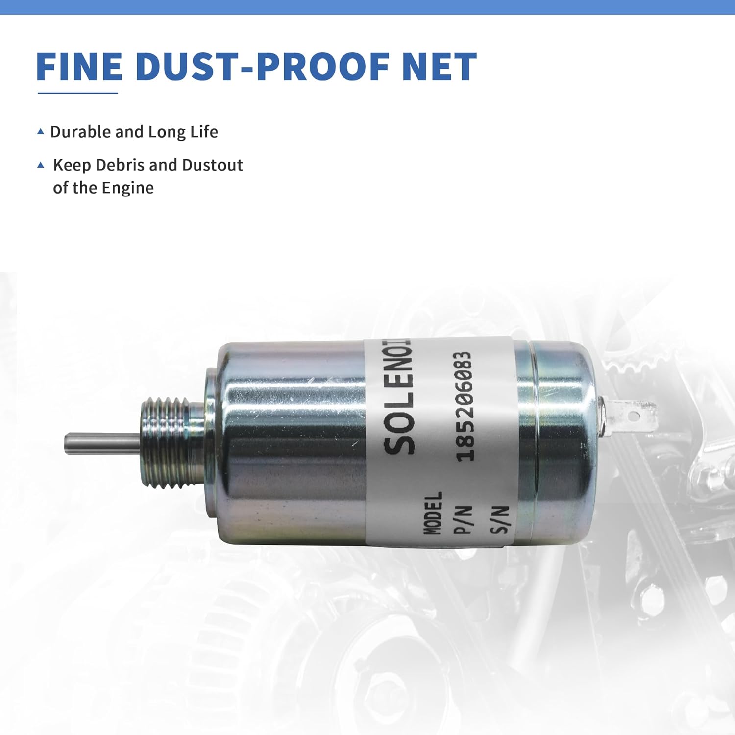 Fuel Shut Off Solenoid 12V Stop Solenoid 185206083 SBA185206085 Compatible with New Holland Skid Steer Loader Tractor, Compatible with Case IH Tractor Loader, Compatible with Perkins 100 Shibaura