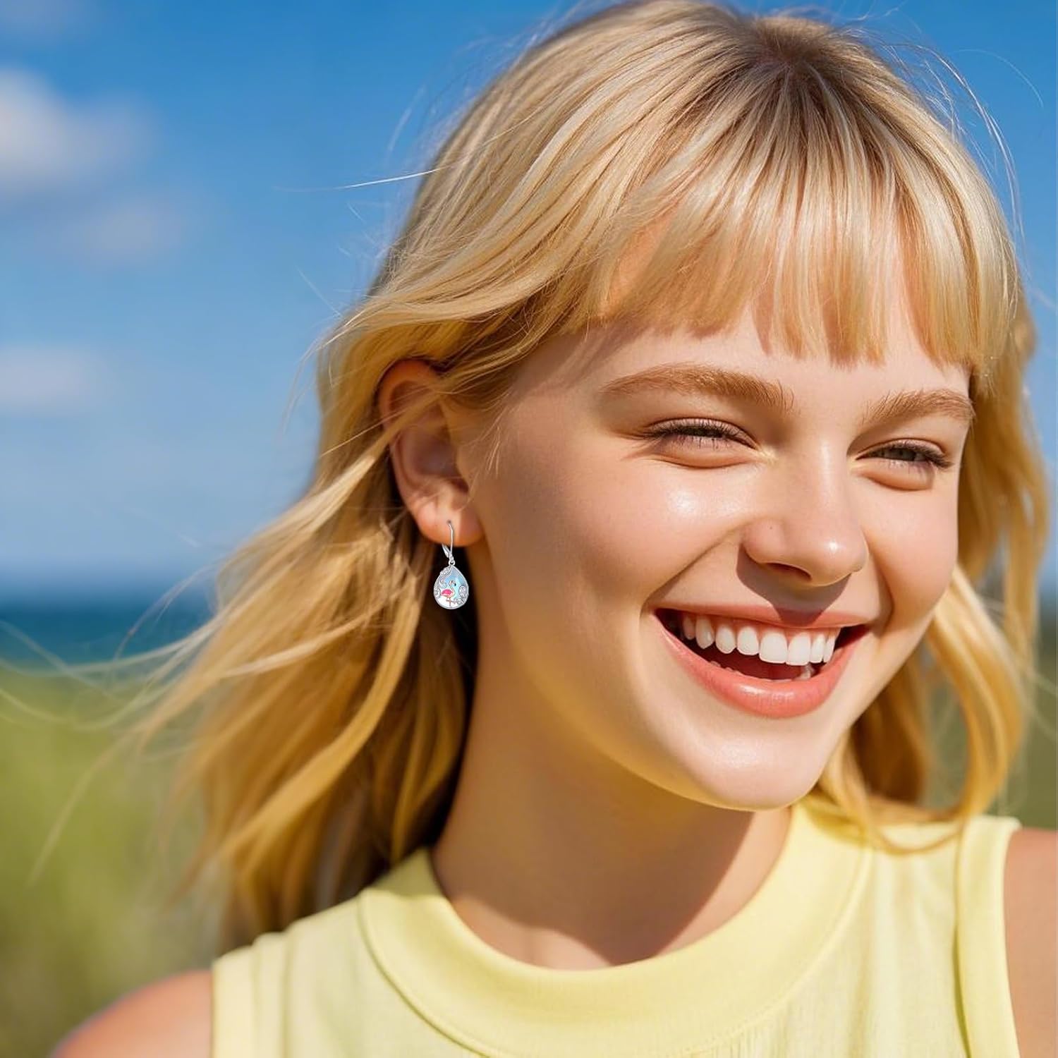 ONEFINITY Flamingo Earrings For Women 925 Sterling Silver Pink Flamingo Earrings Dangle Moonstone Jewelry Gift - Image 2