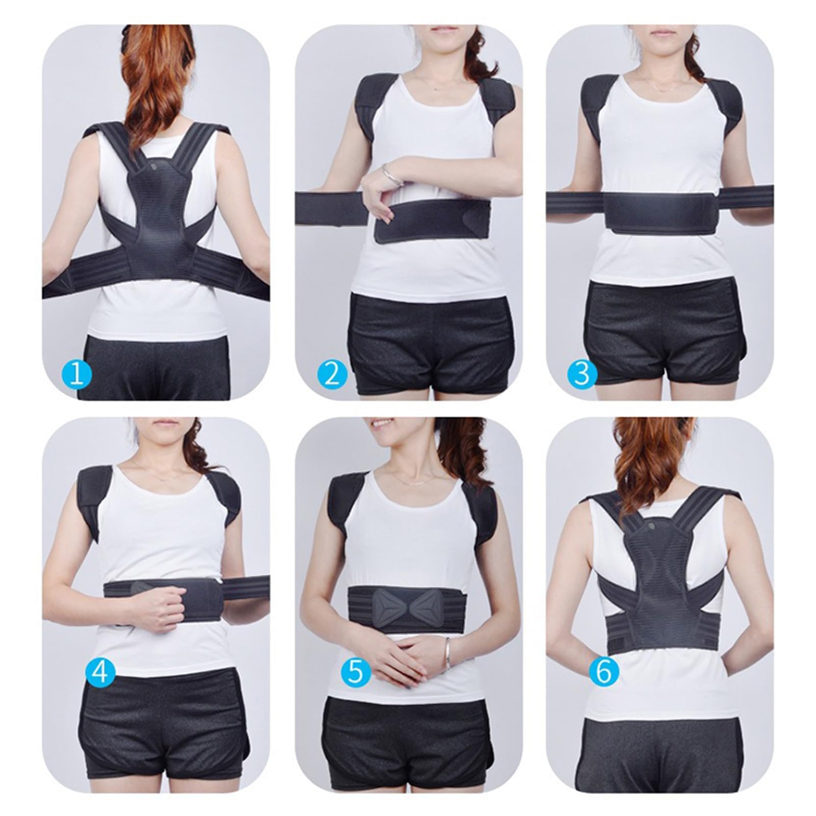 Supporto Dritto per la Schiena, per Uomini e Donne, Anti-Hunchback correttore, a Spalla Aperta,Fascia Traspirante Posturale Correzione,Schwarz-L