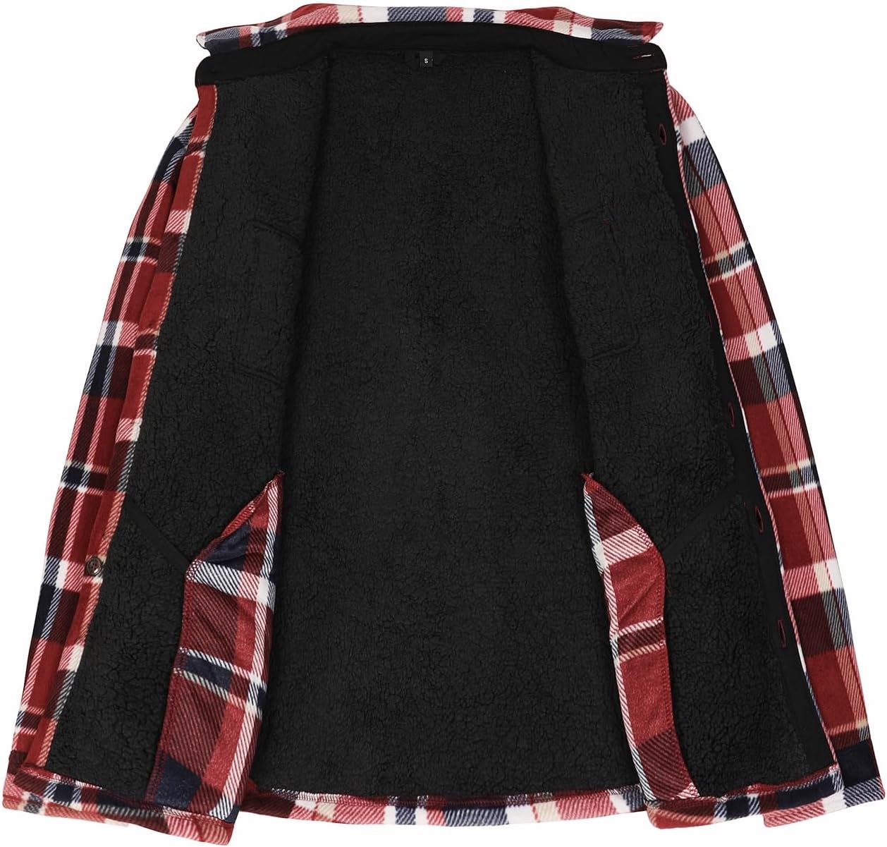 ThCreasa Mens Sherpa Fleece Lined Flannel Shirt Jacket Warm Button Down Plaid Shirt-Jac
