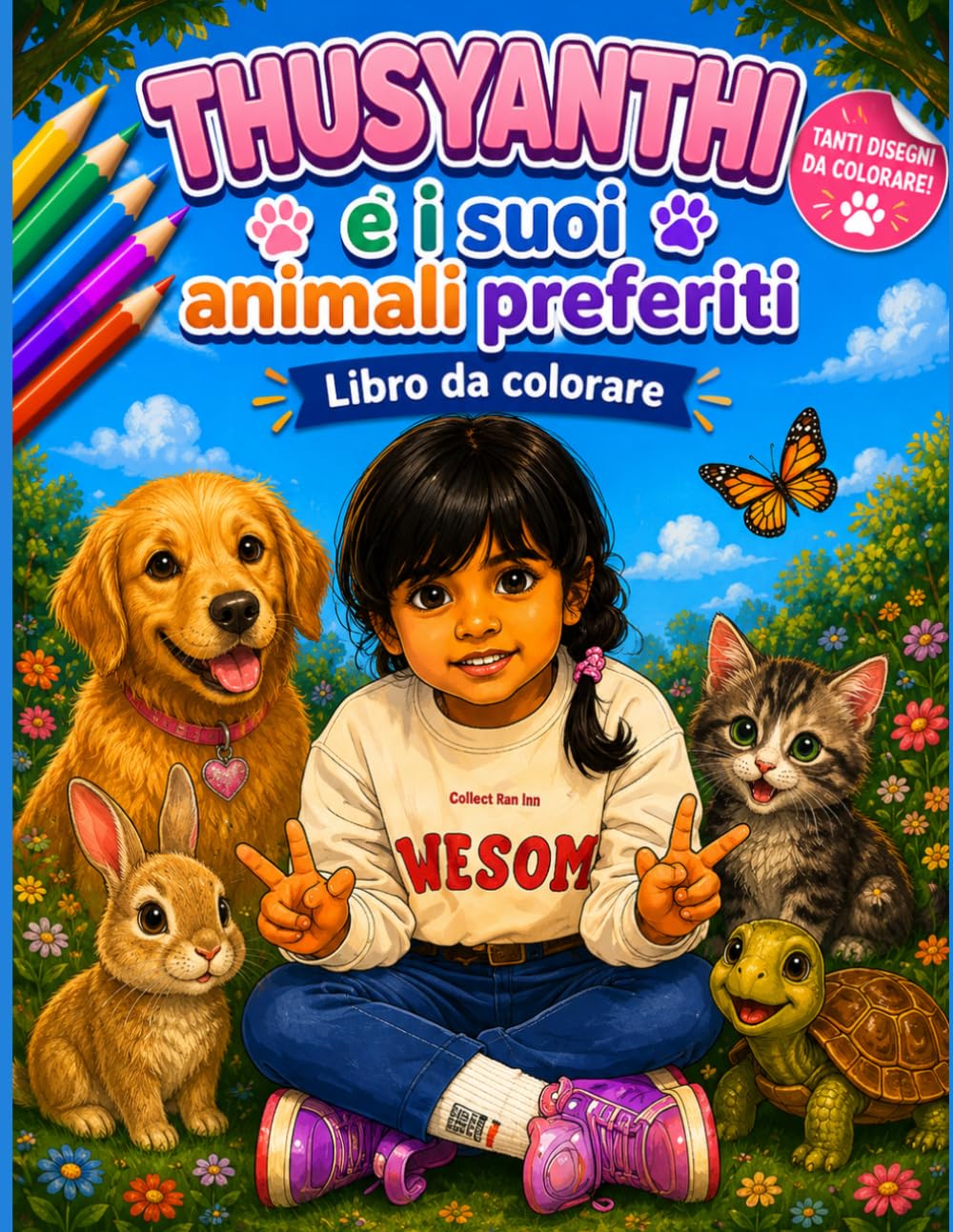 Thusyanthi e i suoi animali preferiti: Libro da colorare