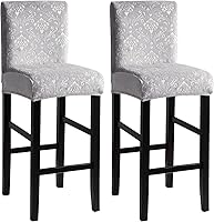 Vista 31 de FORCHEER - Juego de 2 fundas para taburete de bar con respaldos, aspecto de cuero, para taburetes de bar de respaldo corto, extraíbles y lavables