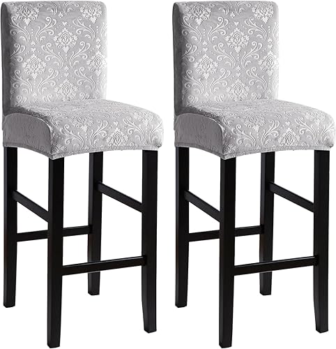 Miniatura 31 de FORCHEER - Juego de 2 fundas para taburete de bar con respaldos, aspecto de cuero, para taburetes de bar de respaldo corto, extraíbles y lavables (2