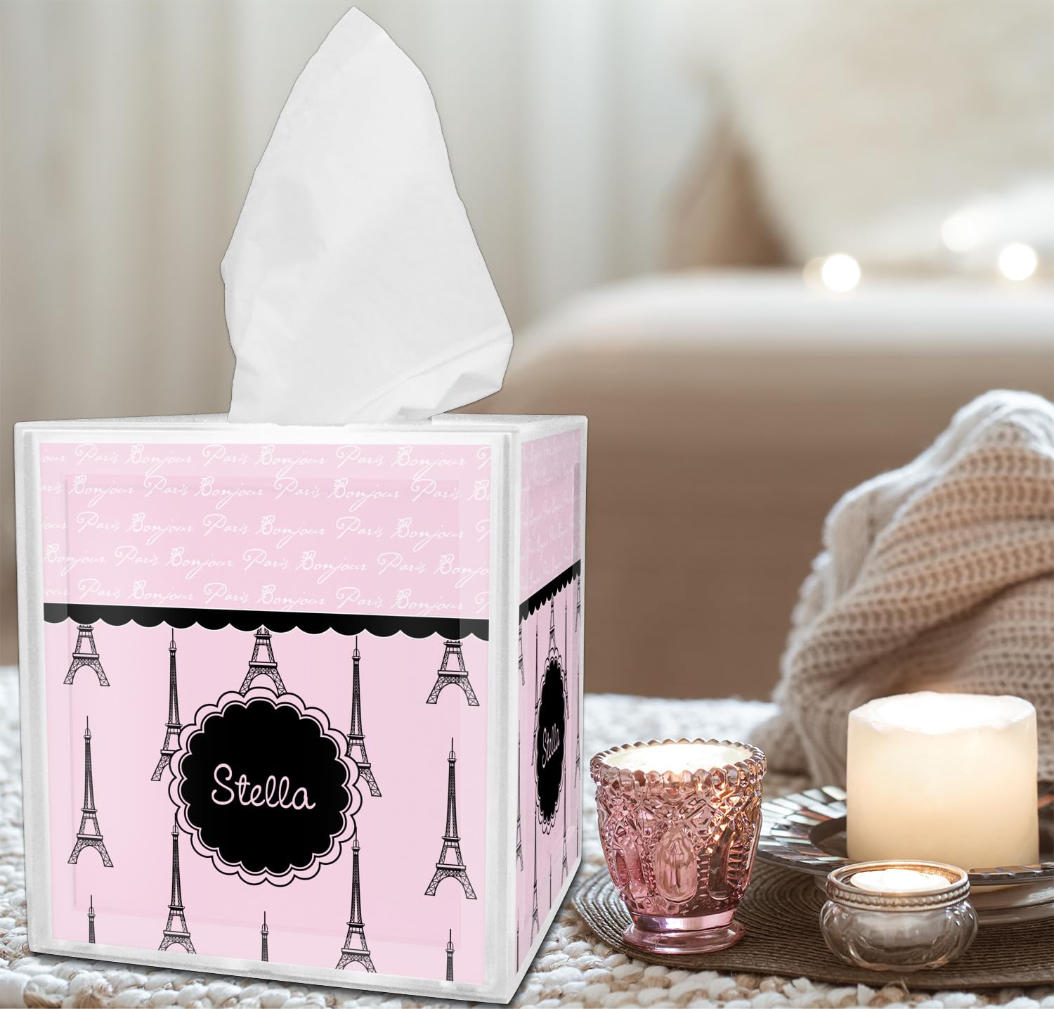 RNK Shops Personalized Paris & Eiffel Tower Tissue Box Cover