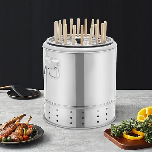 Miniatura 4 de Parrilla de carbón portátil, parrilla de acero inoxidable con accesorios para parrilla, cocina envolvente de 360 para colgar kebabs, ideal para