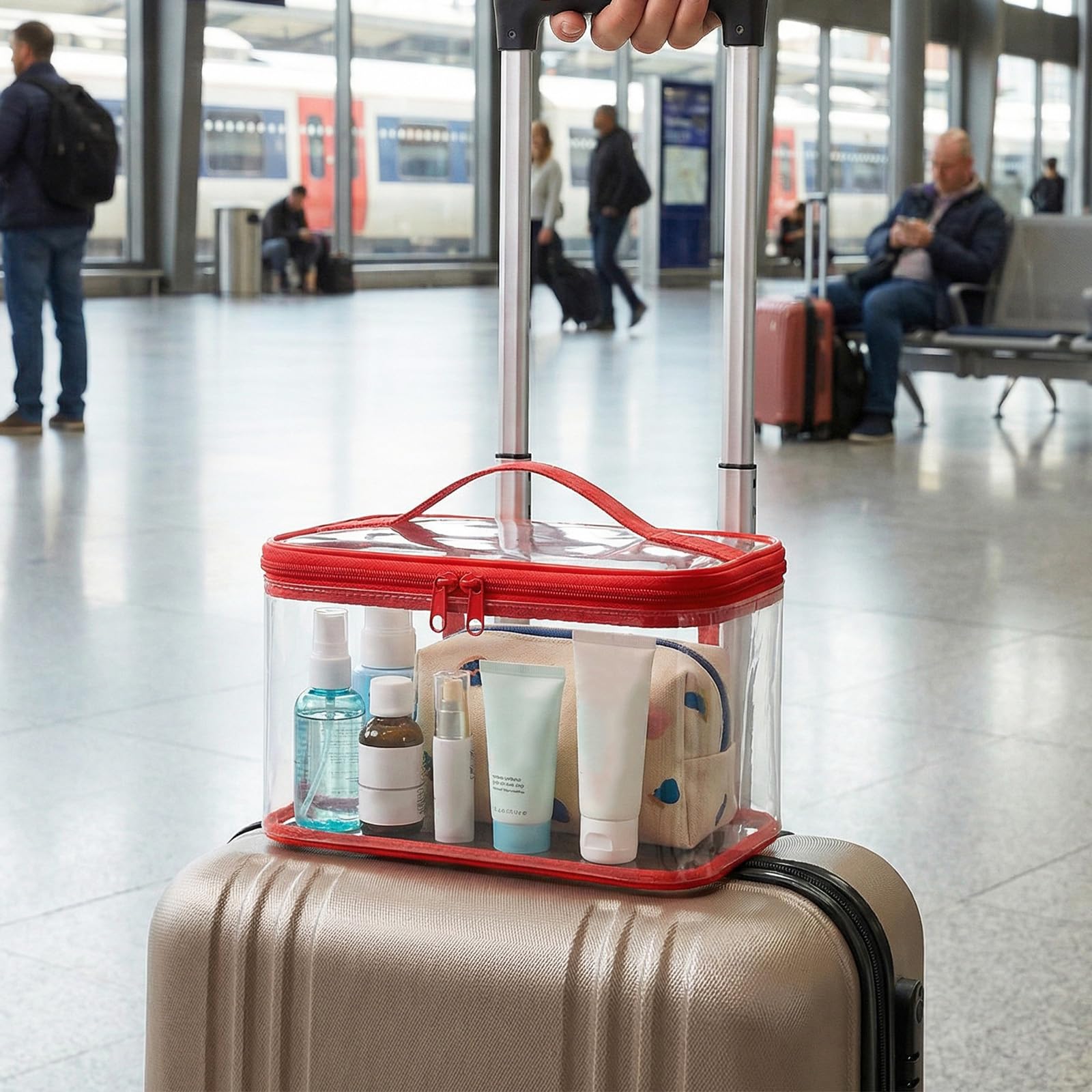 3 bolsas organizadoras de almacenamiento de juguetes transparentes de PVC con asa de doble cremallera, fáciles de limpiar para bloques de construcción, juguetes pequeños, rojo, amarillo y azul
