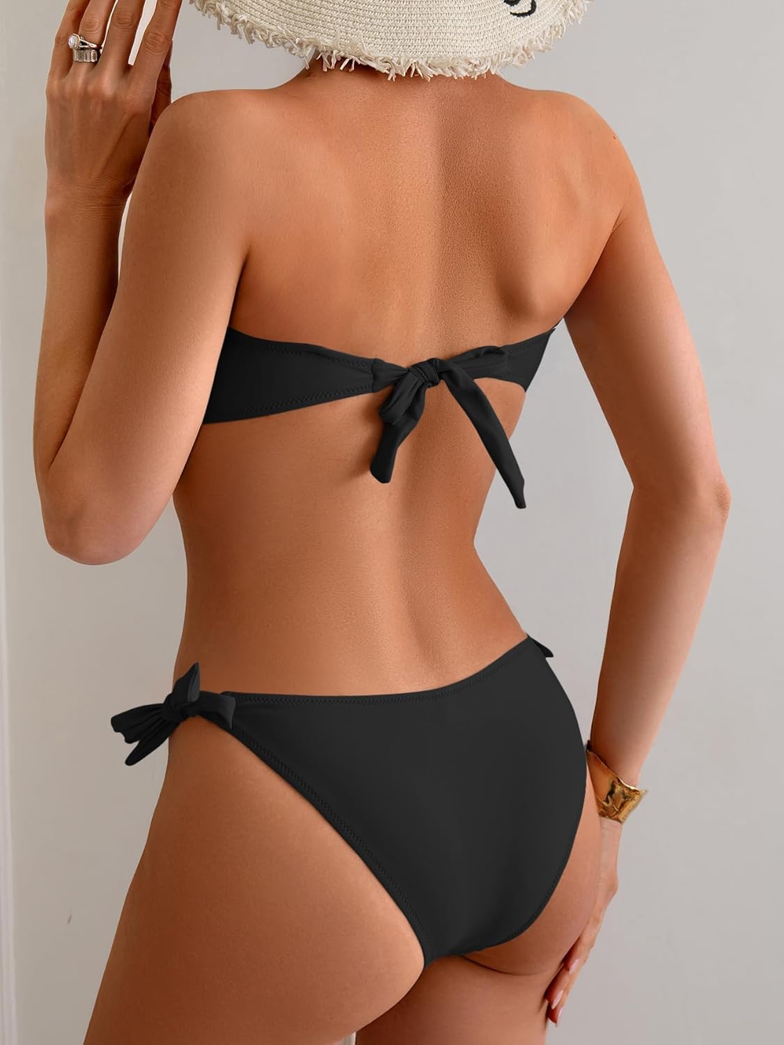 B2prity Two Piece Bikini Set Swimsuit for Women Adjustable Tie Back Customizable Fit Bathing Suit Double Lined Resort Wear