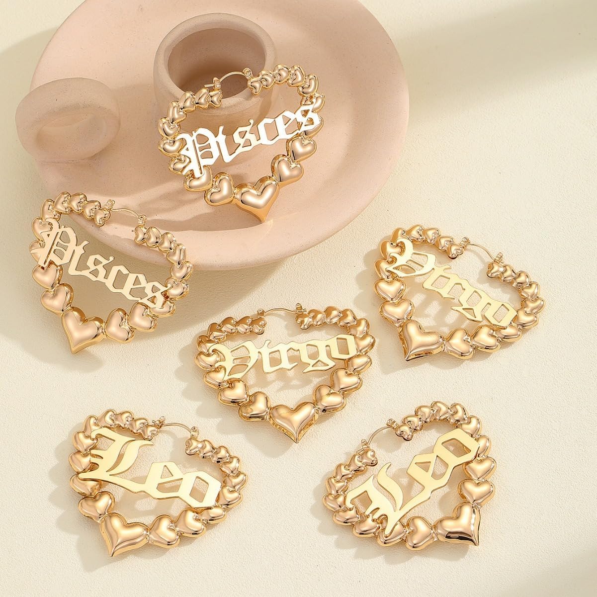 Personalized Bamboo Earrings for Women 90s, Name Chunky Gold Hoops Big Hoop Earrings, 18K Gold Plated Custom Jewelry-Lightweight Door Knocker Earring Gifts for Mom Women