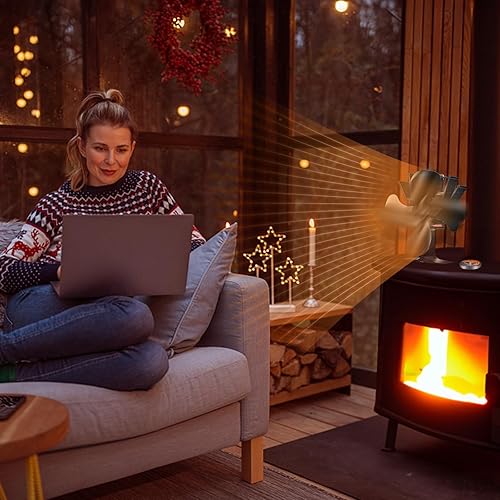 Miniatura 8 de Ventilador de estufa de leña alimentado por calor, ventiladores de chimenea silenciosos para quemador de maderaleñacalentador, 180 CFM máx. flujo de