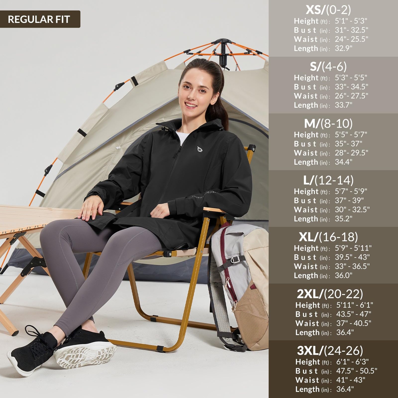 baleaf Regenmantel Damen Lang Wasserdicht Regenjacke Trenchcoat mit Taschen Windbreaker Leicht Regenponcho Packbare Funktionsjacke Raincoat Wandermäntel