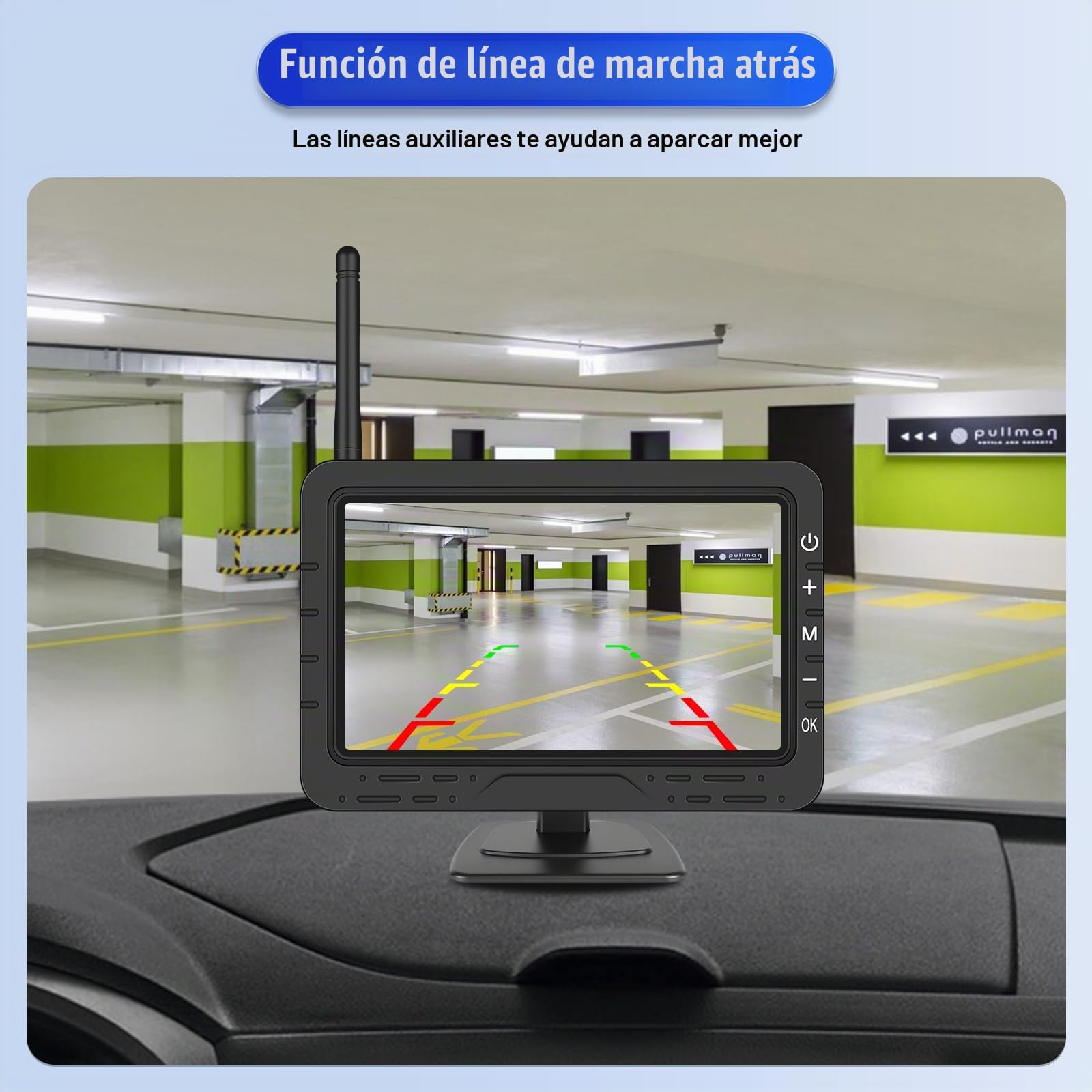 OiLiehu Digital Inalámbrica Cámara Visión Trasera, Cámara Visión Nocturna Infrarroja IP68, Cámara Visión Trasera inalámbrica 1080P con Monitor IPS 4,3", con línea Auxiliar Marcha Atrás