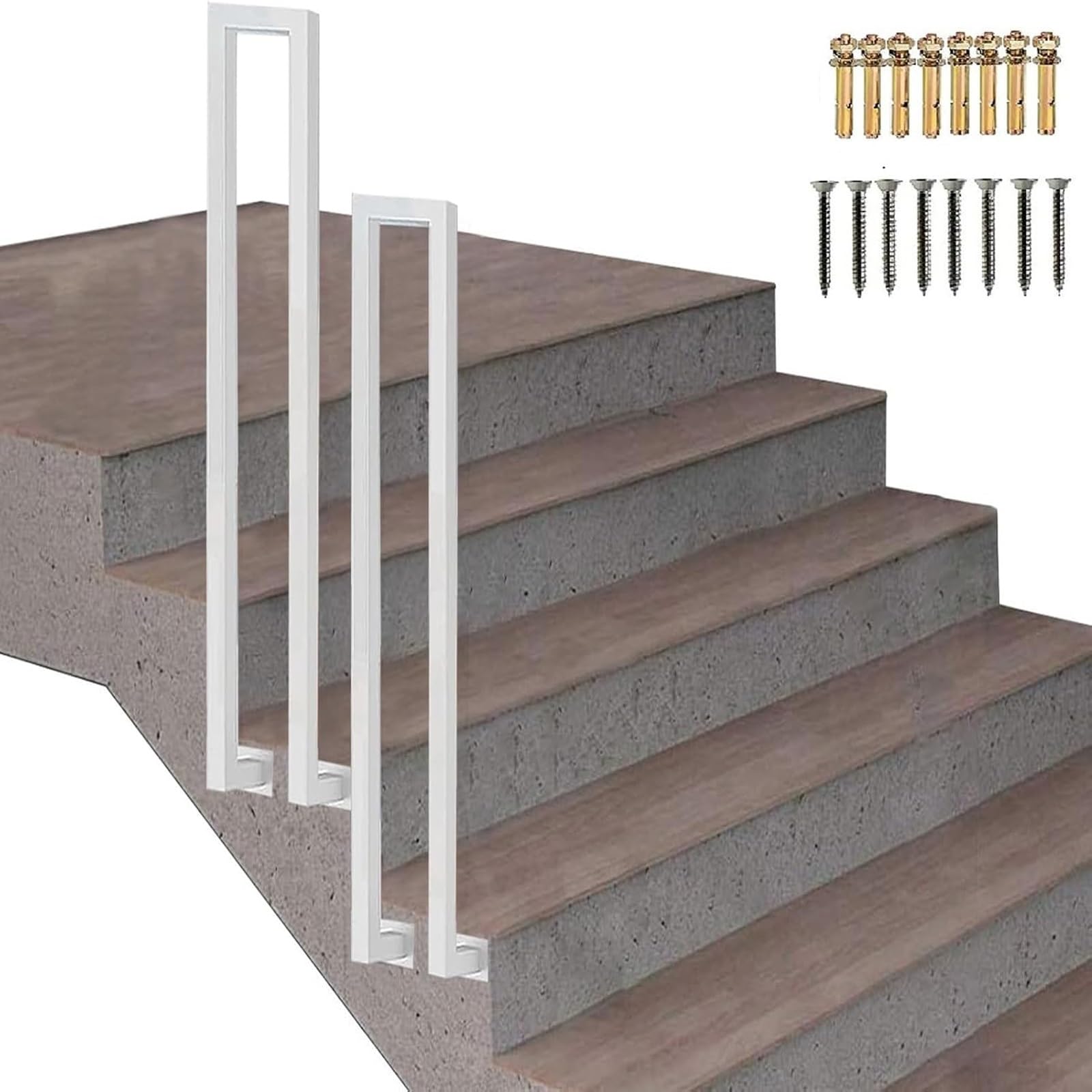 Zyntho White Side Mounted U Shaped Guardrail Railing, Stair Railing Outdoor, 35-100Cm Railings For Outdoor Steps, For Home Villa Entrance Indoor Outdoor Anti-Skid Railing(70Cm/2.2Ft)
