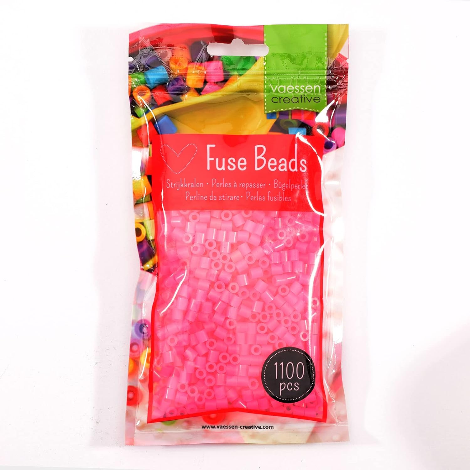 Vaessen Creative Fuse Beads, Neon Pink, Set of 1100 Pieces for DIY Crafts with Kids, Making Jewelry, Homemade Decorations and Other Crafty Ideas, 5mm