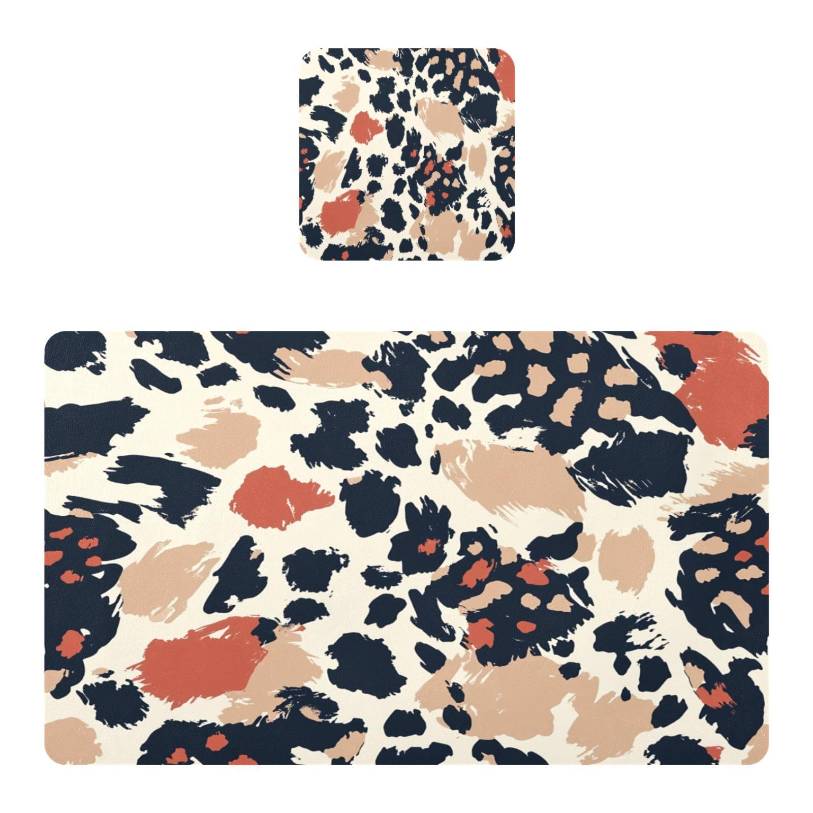 BURSTDDY Leopard Placemat Waterproof Place Mat for Dining Table