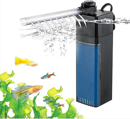TE-100 - Filtro interno para tanque de peces, bomba de filtro sumergible de flujo de agua ajustable de 3 W para agua salada de agua dulce de 5  10
