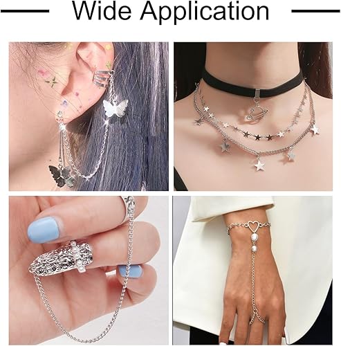 Miniatura 10 de Pandahall - Cadenas cruzadas de acero inoxidable 304 de 32.8 pies con carrete de 0.043 x 0.012 in para hacer pulseras, collares, joyas