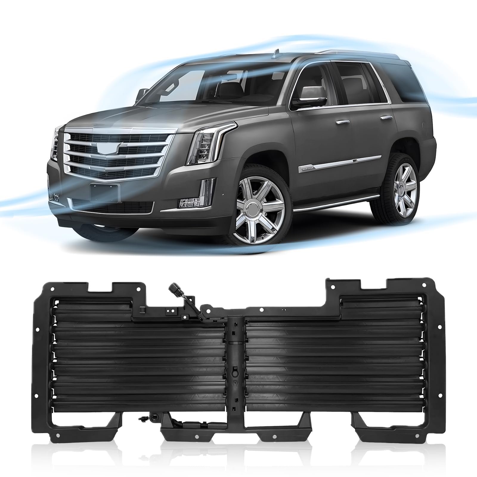 CarPartsDepot Front Active Grille Shutter w/Motor Compatible With 2015-2020 Cadillac Escalade &Chevrolet Tahoe &Chevrolet Suburban& GMC Yukon