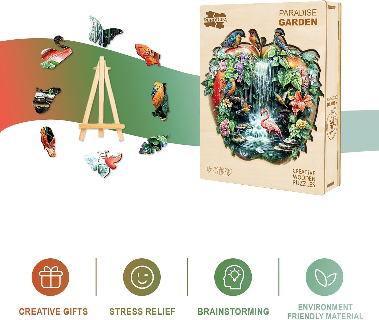 Wooden Puzzles for Adults - Paradise Garden Wooden Jigsaw Puzzle, Unique Animal Shaped Wood Puzzles Adult, Christmas Birthday Gifts for Friends/Family, Home Decor 13.4 * 12.8in 235pcs