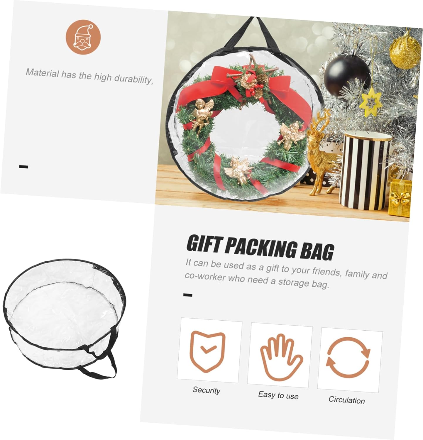 PRETYZOOM 2Pcs Transparent Wreath Holder Storage Bag Capacity Round Packing Bag for Wreaths and Design for Holiday Decor Storage