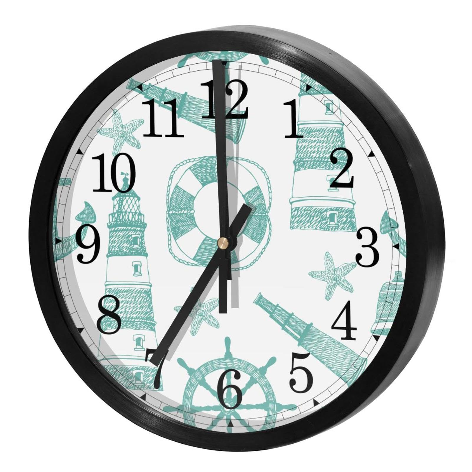 Horloge murale silencieuse phare bleu mer pour revivre vos vacances à la maison