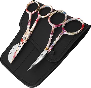 Applique Embroidery Scissors Set - Duckbill & Needlepoint, 4.5, Floral
