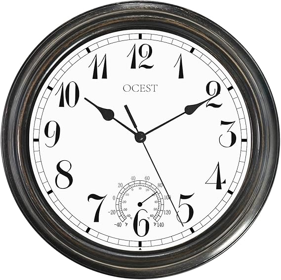 OCEST 12 Inch Outdoor Clock Waterpoof, Silent NonTicking