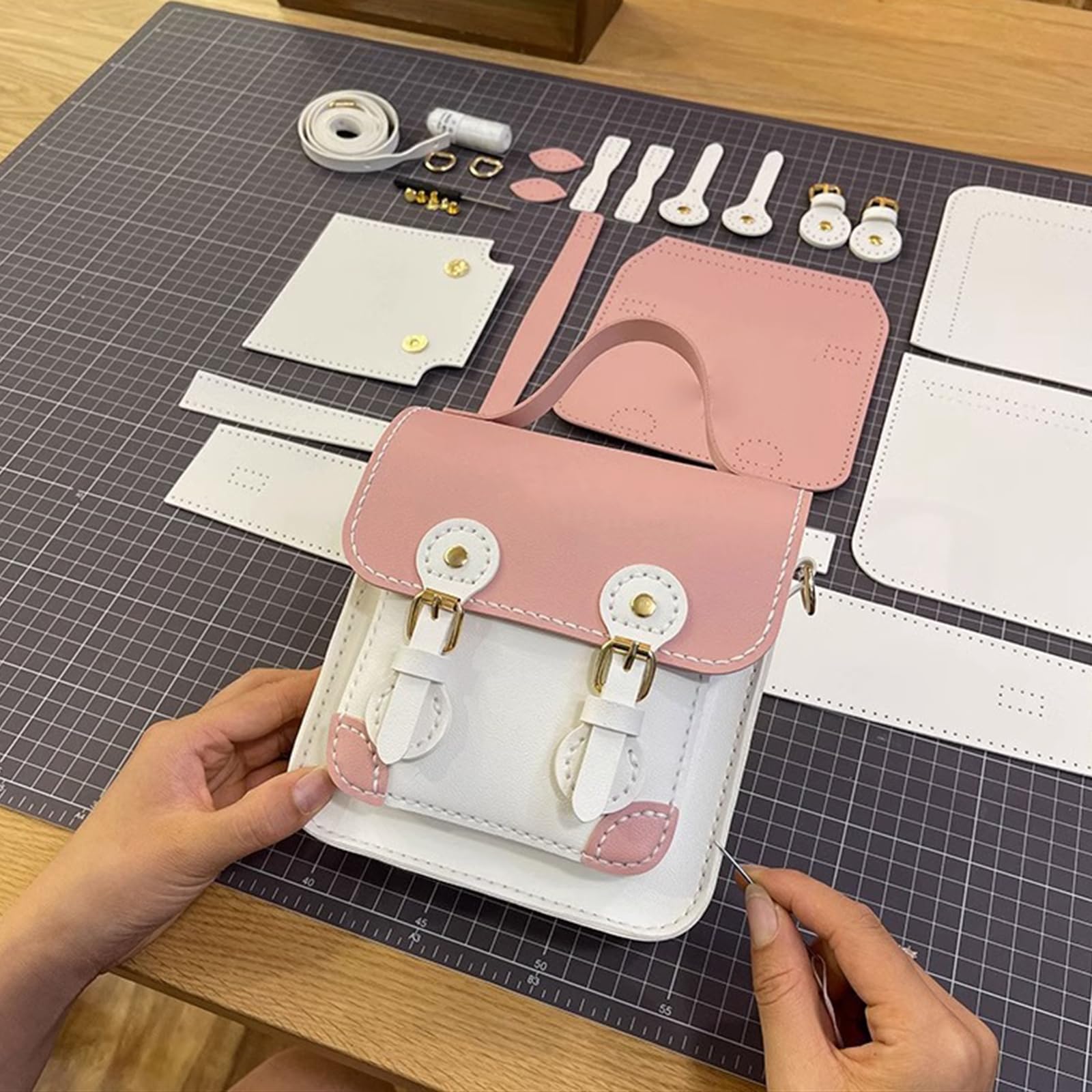 EZBHIZ PU Leather Shoulder Bag Making Kit Women's Bag Handmade Sewing Set
