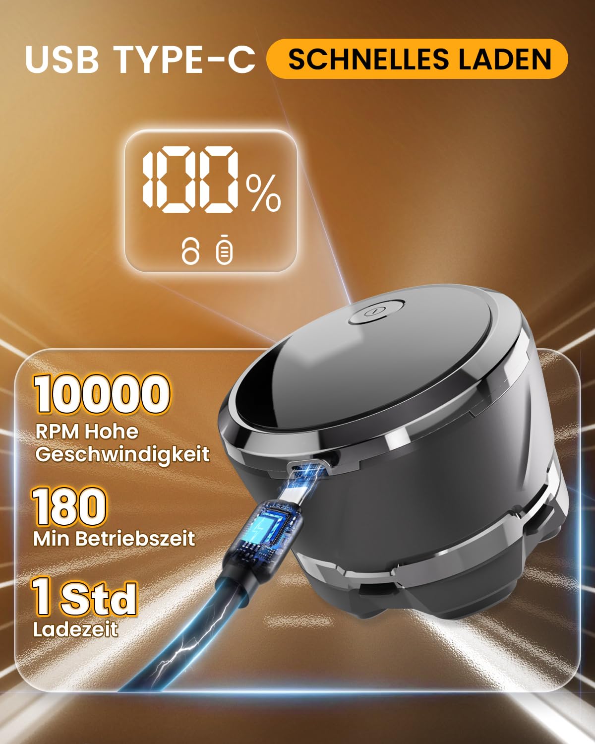 Glatzen Rasierer Herren, 2026 Verbessert IPX8 Wasserdicht 6D Flexibler Glatzenrasierer, Magnetische Schwebender Kopf, Nass und Trocken Glatzen Rasierer mit LED Anzeige, USB-C Kopfrasierer Glatze