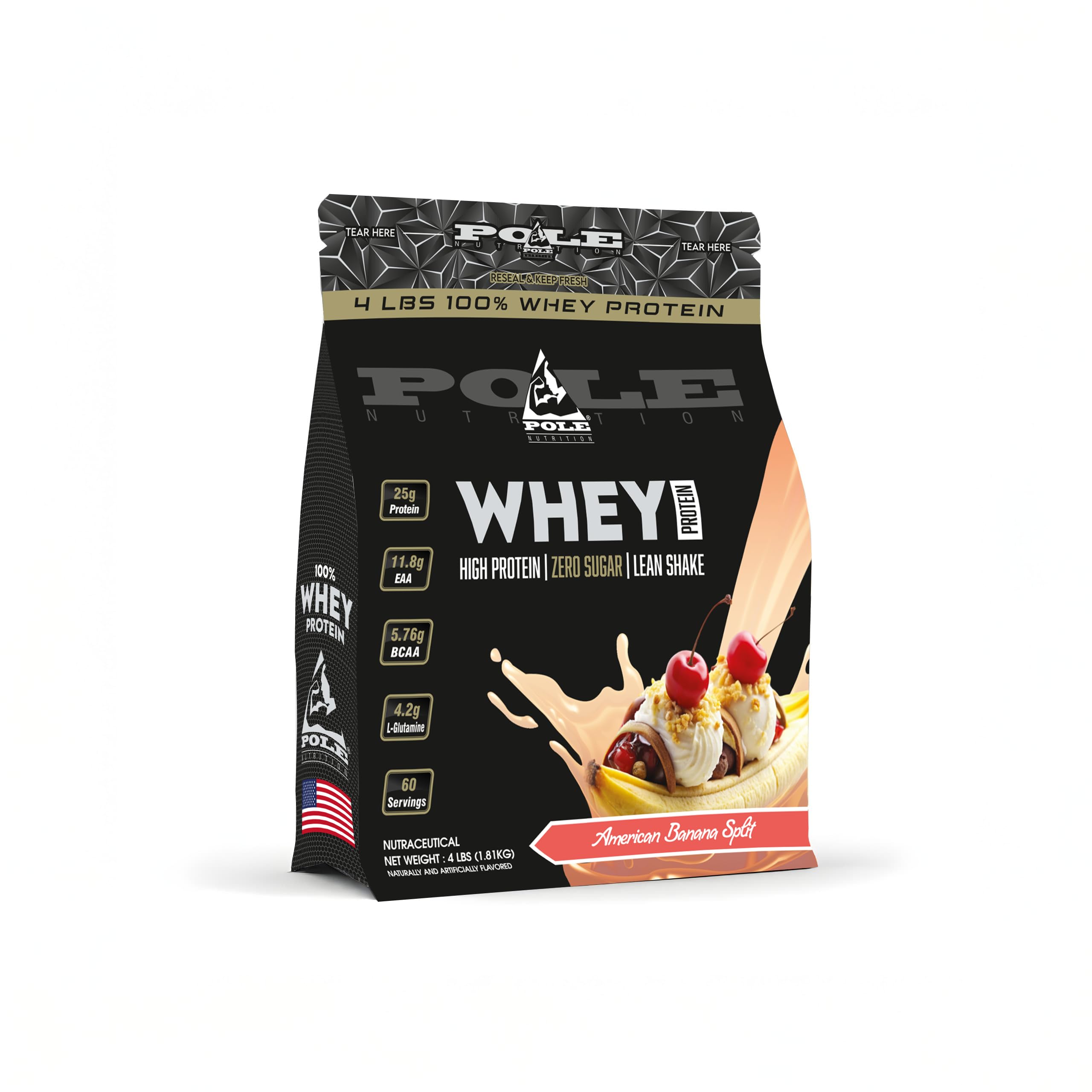 [BRSREGI5OYBAIFYZ] Pole Nutrition Whey Protein | 4 Lbs (1.81 kg) | High Protein, Zero Sugar Lean Muscle Shake | Fast Recovery & Muscle Growth (4 lbs, AMERICAN BANANA SPLIT)