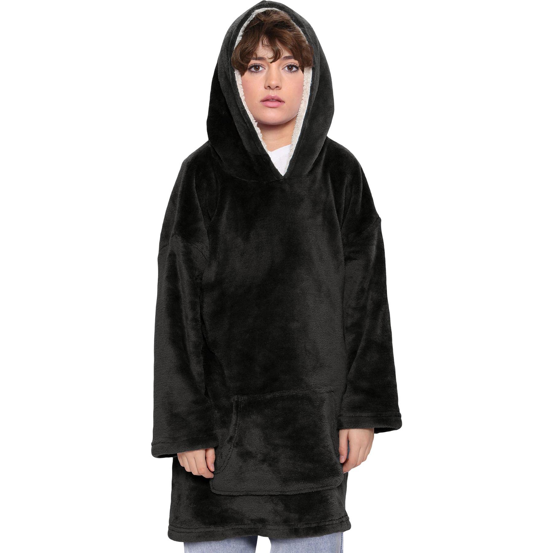 A2z Men's Black Unisex Ladies Oversized Hoodie Plain - Snuggle 951 Adult One Size