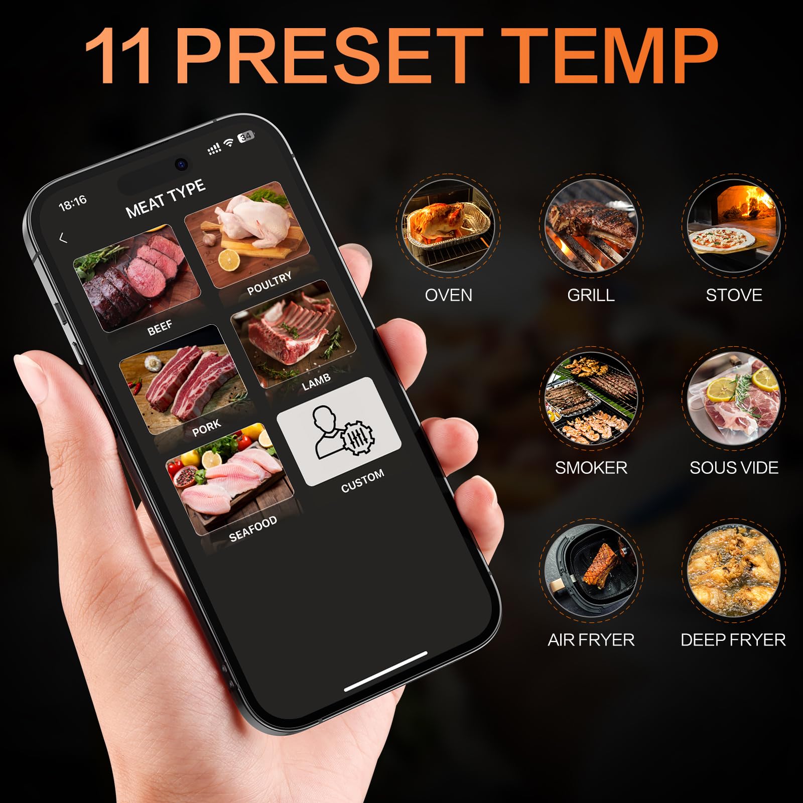 Bluetooth Meat Thermometer NutriChef Bluetooth Grill BBQ Meat