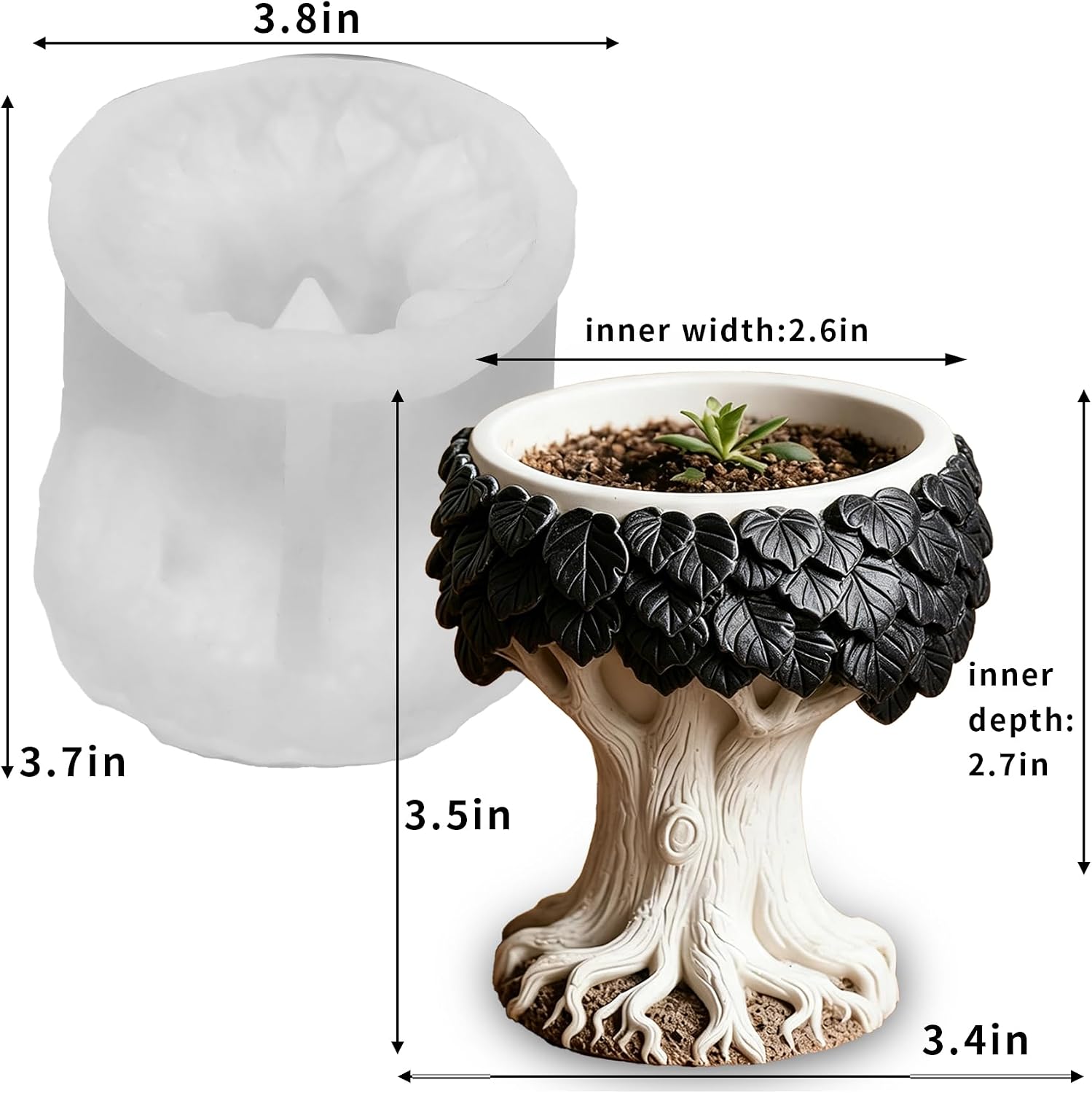 Lush Tree Shaped Silicone Planter Mold, 3D Plant Pot Resin Cement Concrete Molds, Unique Storage Container Candle Holder Jewelry Trinket Box Molds, Epoxy Resin Art Craft Mold Home Decor