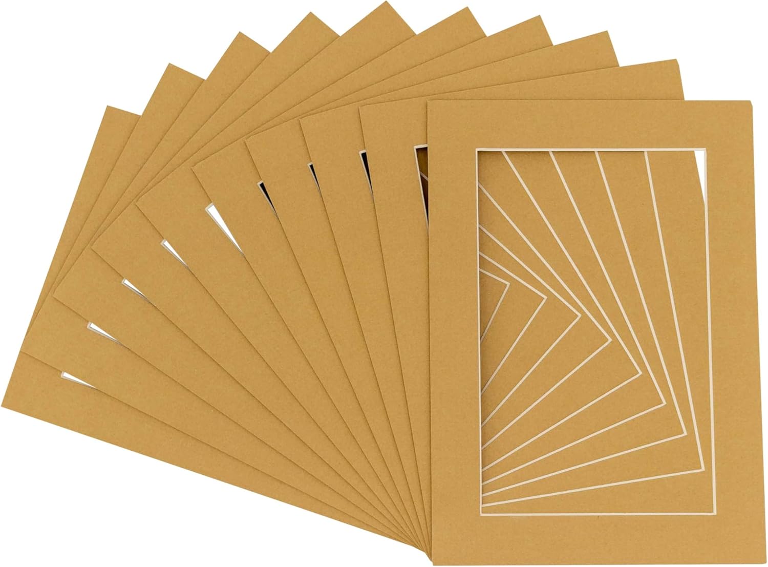 Pack of Ten Acid Free 18x24 Mats Bevel Cut for 15x19 Photos - Rattan Beige Precut Matboards With Backing Boards and Self Seal Photo Mat Bags For Pictures, Photos, Framing - 4-ply Thickness