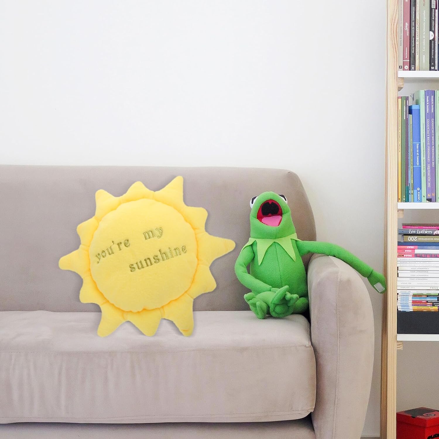 Plush Sun Throw Pillow with Cloud Pattern, Soft Stuffed Pillow for Bedroom and Nursery Decor, Cute Sun Cushion for Sofa and Playroom