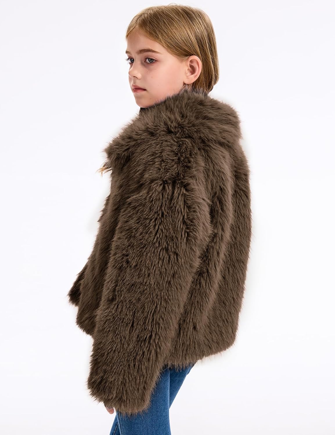 Girls Faux Fur Coat Fluffy Furry Fleece Jacket Kids Warm Winter Shaggy Outwear with Pockets 5-14 Years - Image 6