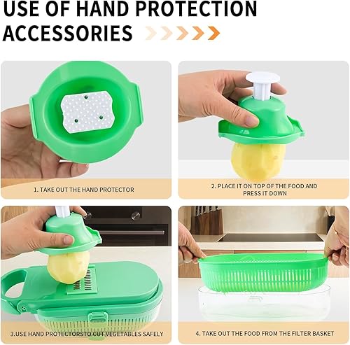 Miniatura 5 de Picador de verduras 12 en 1, picador profesional de 8 cuchillas, picador de cebolla, rebanador de papas, rallador de queso, artículos esenciales