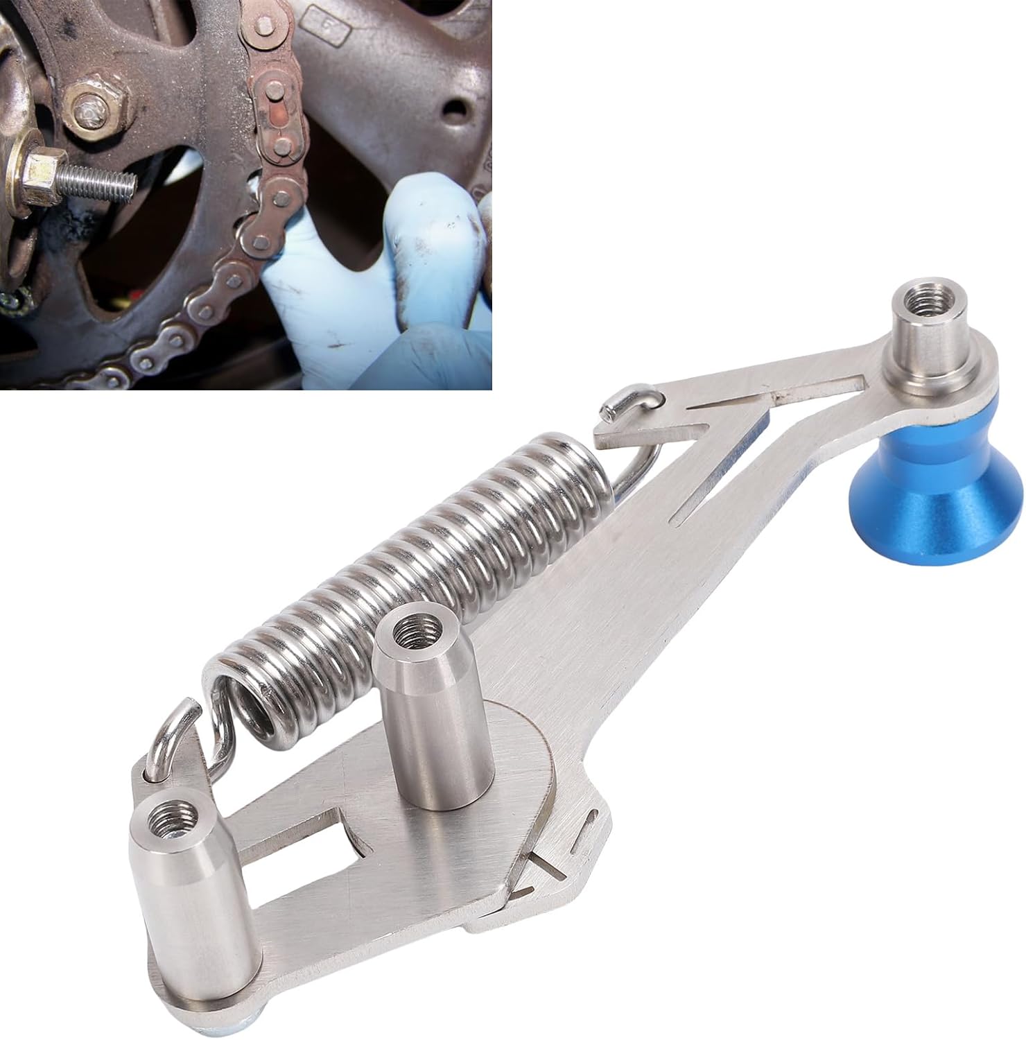 Motorcycle Chain Slack Adjuster Tool, Stainless Steel Chain Tensioning Tool Chain Tensioner for Motorbike Motocross Chopper ATV Dirt Bike, Modified Accessories