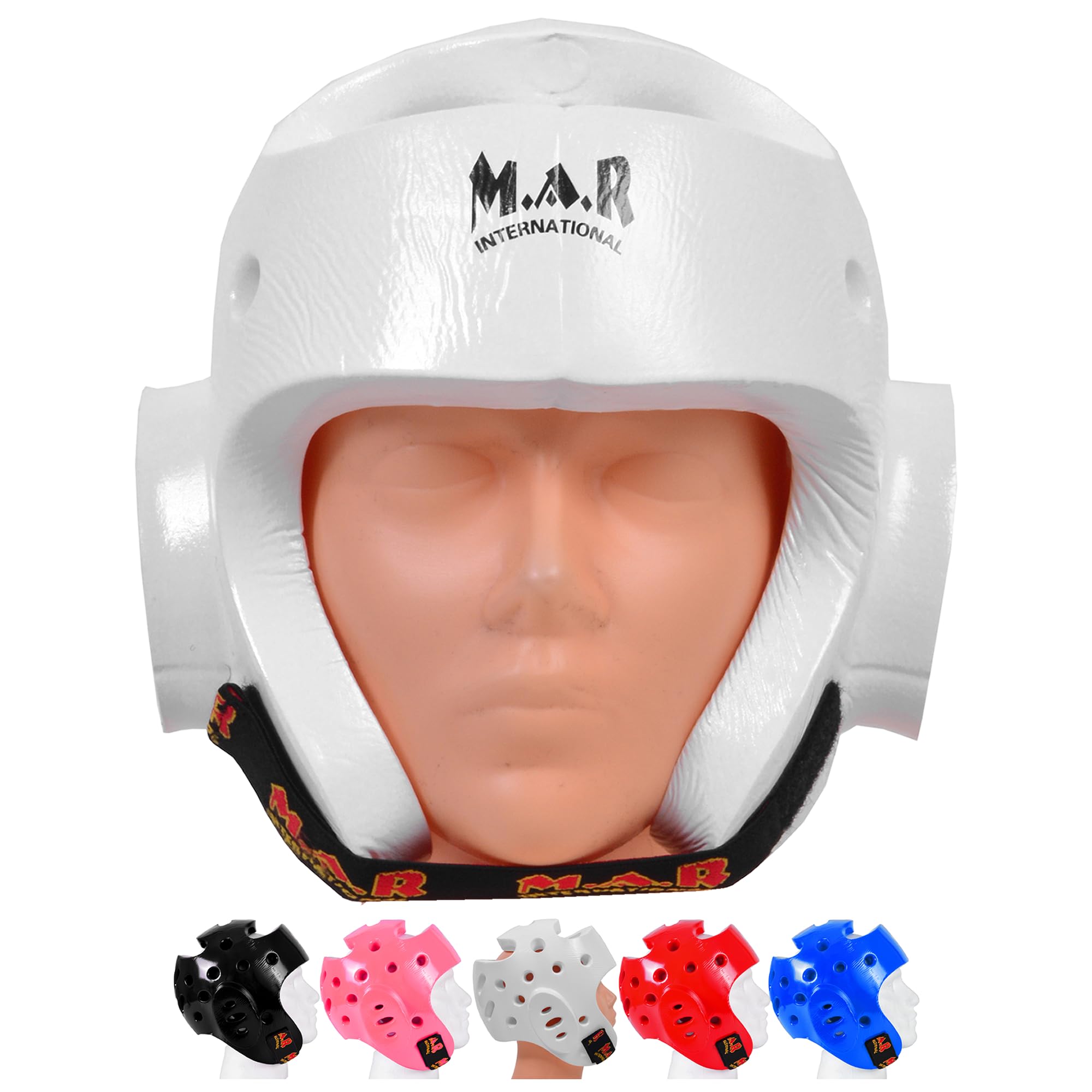 MAR | White Pro Dipped Foam Head Guard Boxing Sparring Grappling Competition Training for Kickboxing, Karate, Taekwondo, Semi Contact & More, Adult Kids Headgear (Small)