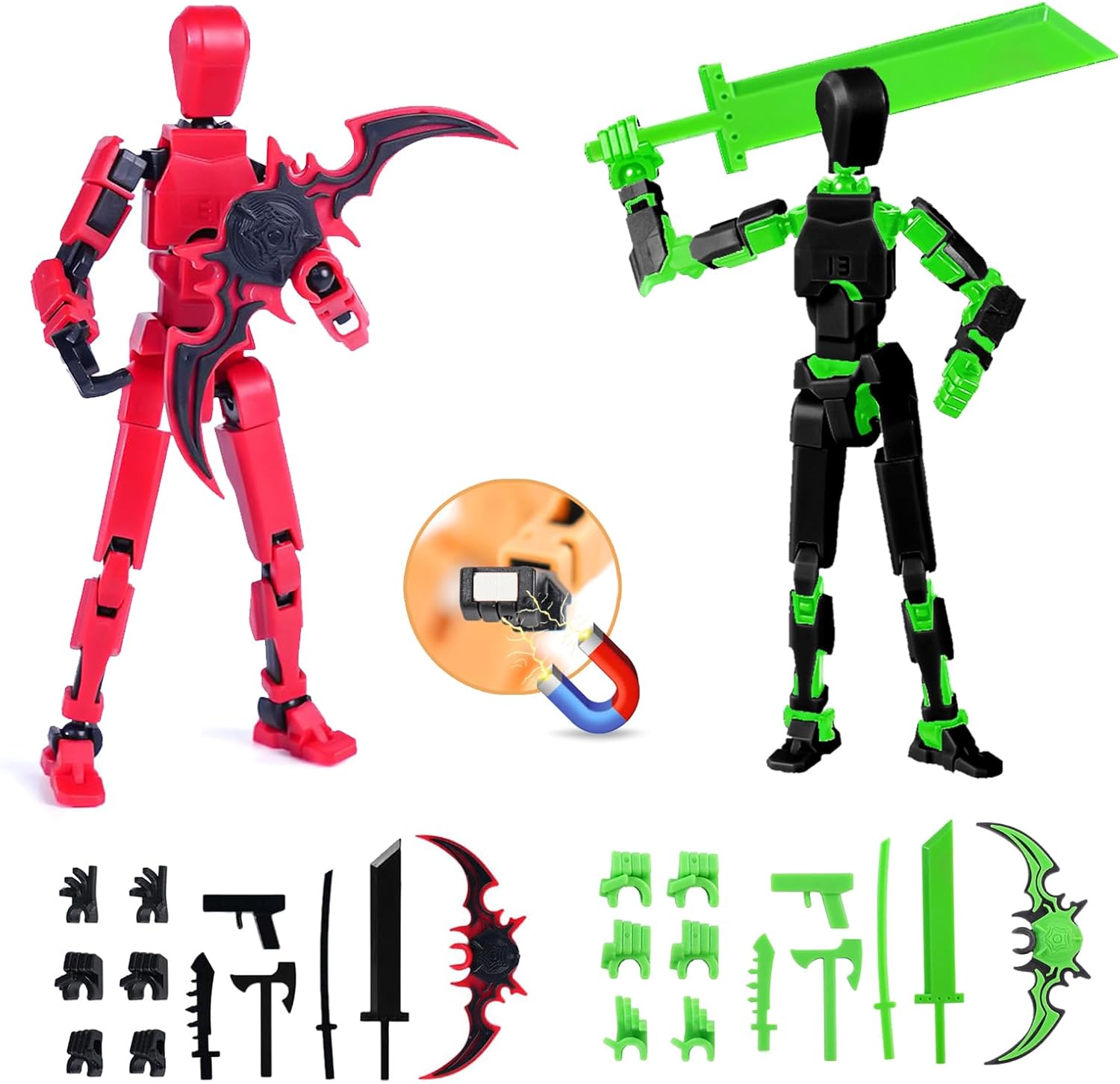 2Pcs Assembly Completed Action Figure, Model 13 Multi-Jointed Movable, 3D Printed Toys, Robo 13 Figure for Collector Desktop Decorations, Christmas Stocking Stuffers Birthday Gift for Teens Boys Girls