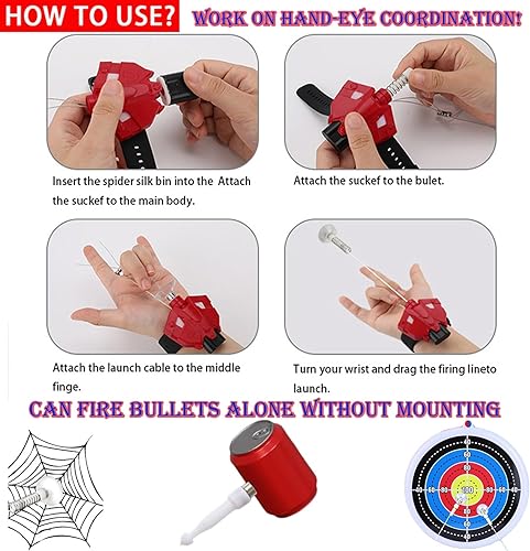 Miniatura 7 de Web Launcher - Tiradores de cuerda, tiradores de telaraña, luz de inducción magnética, lanzador de cuerda, puede agarrar objetos pequeños, guantes