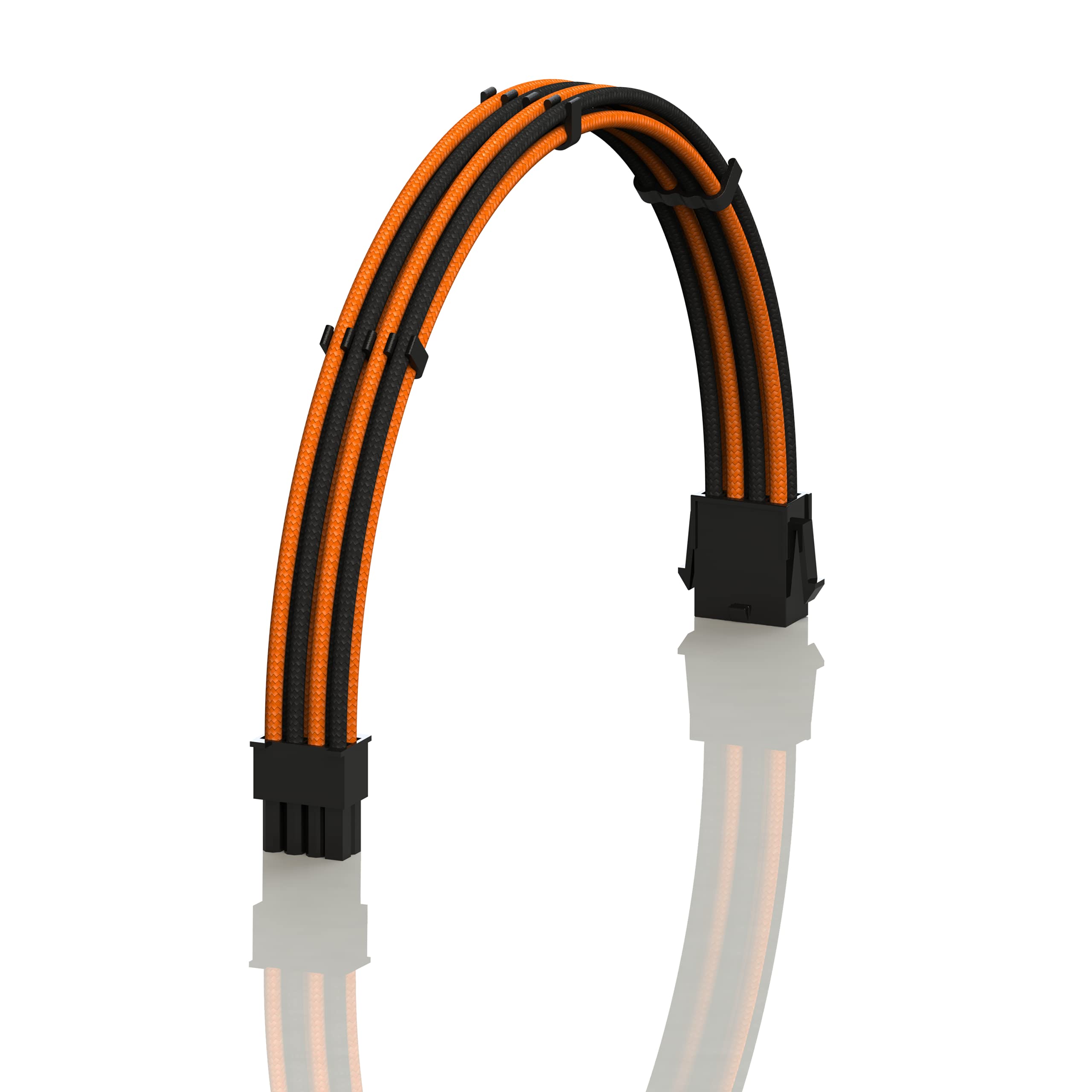 LINKUP - AVA 30cm EPS 8 Pin (4+4) CPU ATX Motherboard PSU Power Supply Braided Sleeved Custom Mod PC Extension Cable w/Combs | Strong & Stiff Design | Single Pack | 300mm - OrangeBlack