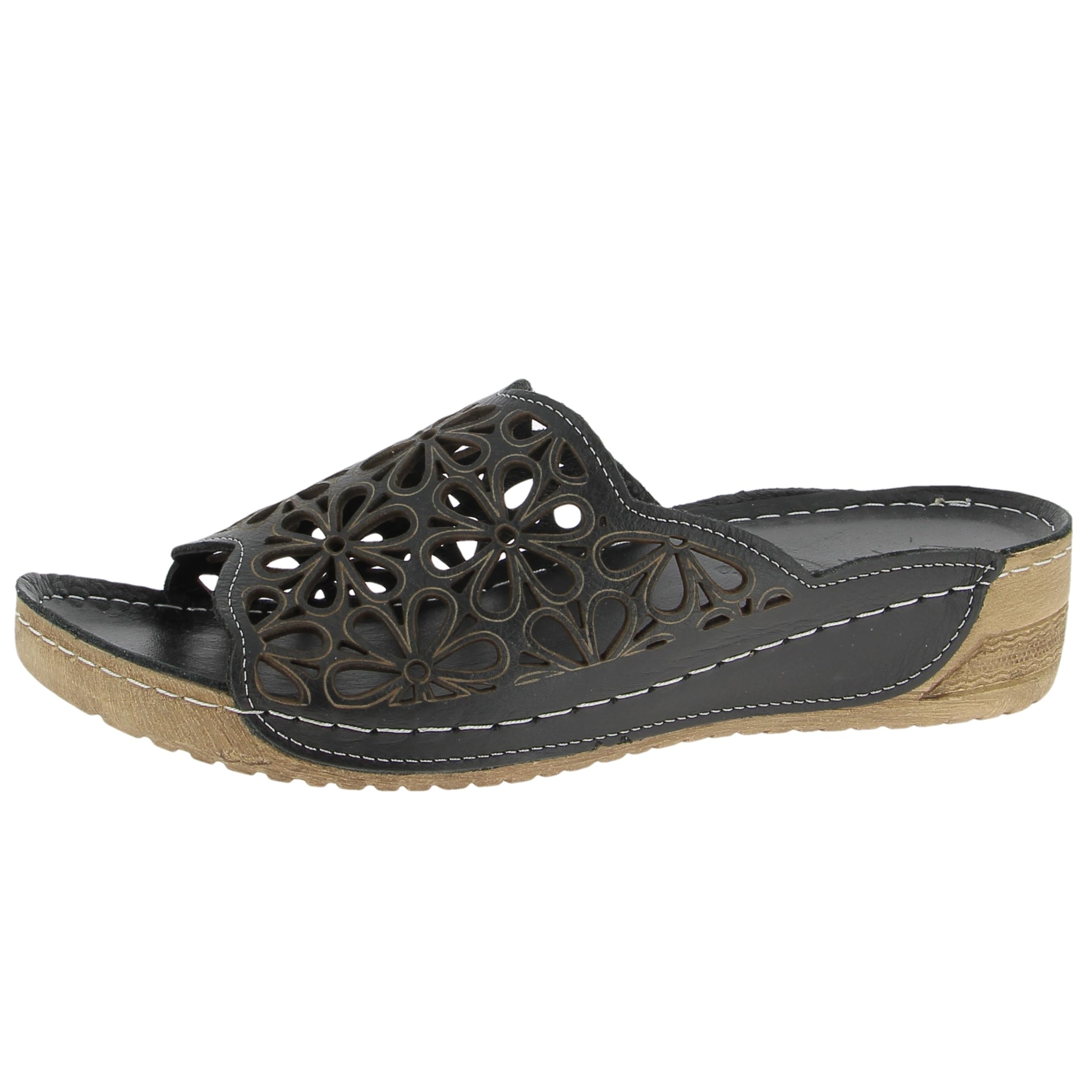 Andrea Conti Women's Mules, Flat Slippers, Black, 37 EU, Black, 5 UK